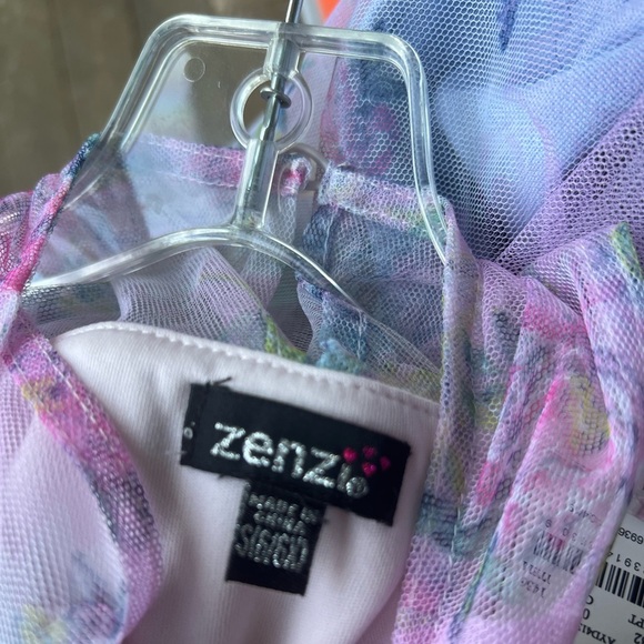 Zenzi Pink Floral Tulle Hi Low Hem Dress Girls Size S 6/6X Special Occasion - Picture 4 of 4